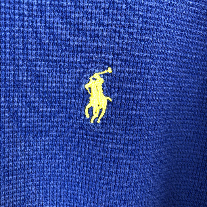 Ralph Lauren Polo Ralph Lauren SLEEP WEAR Thermal Long-Sleeve T-Shirt, Waffle Pattern, Men's Size L (equivalent) cotton blue type Vintage Second Hand