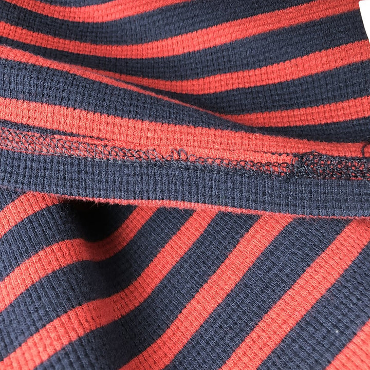 Ralph Lauren POLO RALPH LAUREN Striped Pattern Thermal Long T-Shirt Waffle Men's M Size cotton red type Vintage Second Hand