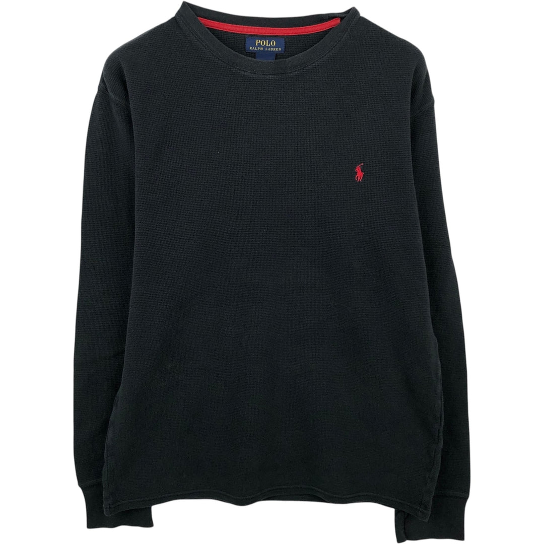 Ralph Lauren POLO RALPH LAUREN Thermal Ron T Waffle Men's L size cotton black type Vintage Second Hand