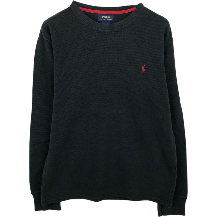 Ralph Lauren POLO RALPH LAUREN Thermal Ron T Waffle Men's L size cotton black type Vintage Second Hand