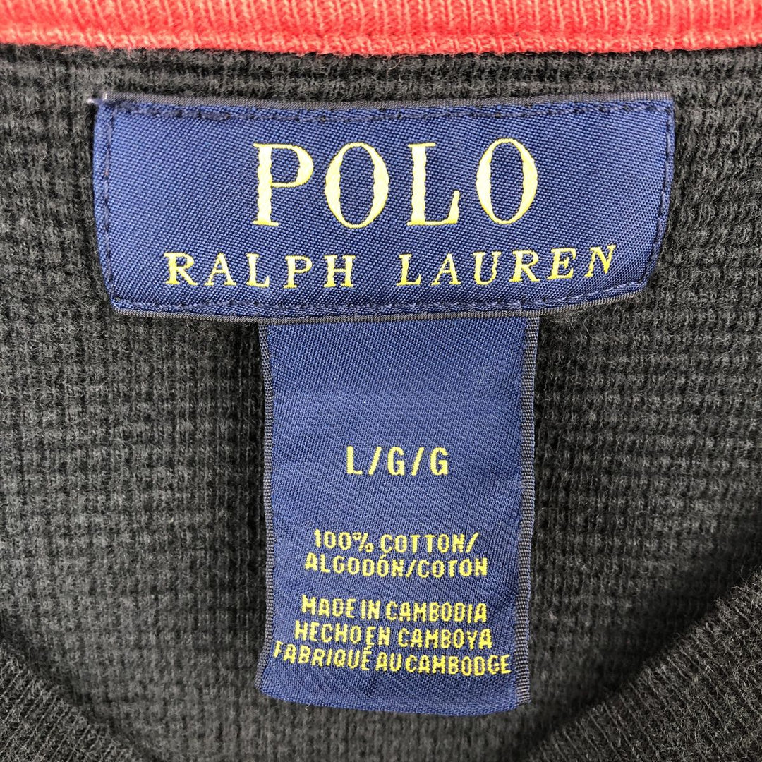 Ralph Lauren POLO RALPH LAUREN Thermal Ron T Waffle Men's L size cotton black type Vintage Second Hand