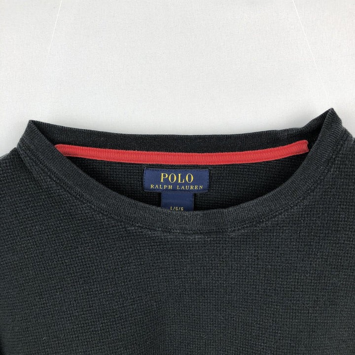 Ralph Lauren POLO RALPH LAUREN Thermal Ron T Waffle Men's L size cotton black type Vintage Second Hand