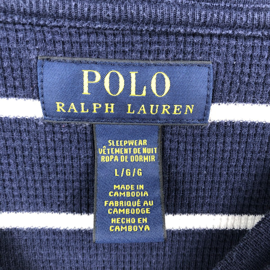 Ralph Lauren POLO RALPH LAUREN SLEEPWEAR Thermal Long T-shirt Waffle Men's L size cotton navy blue type Vintage Second Hand