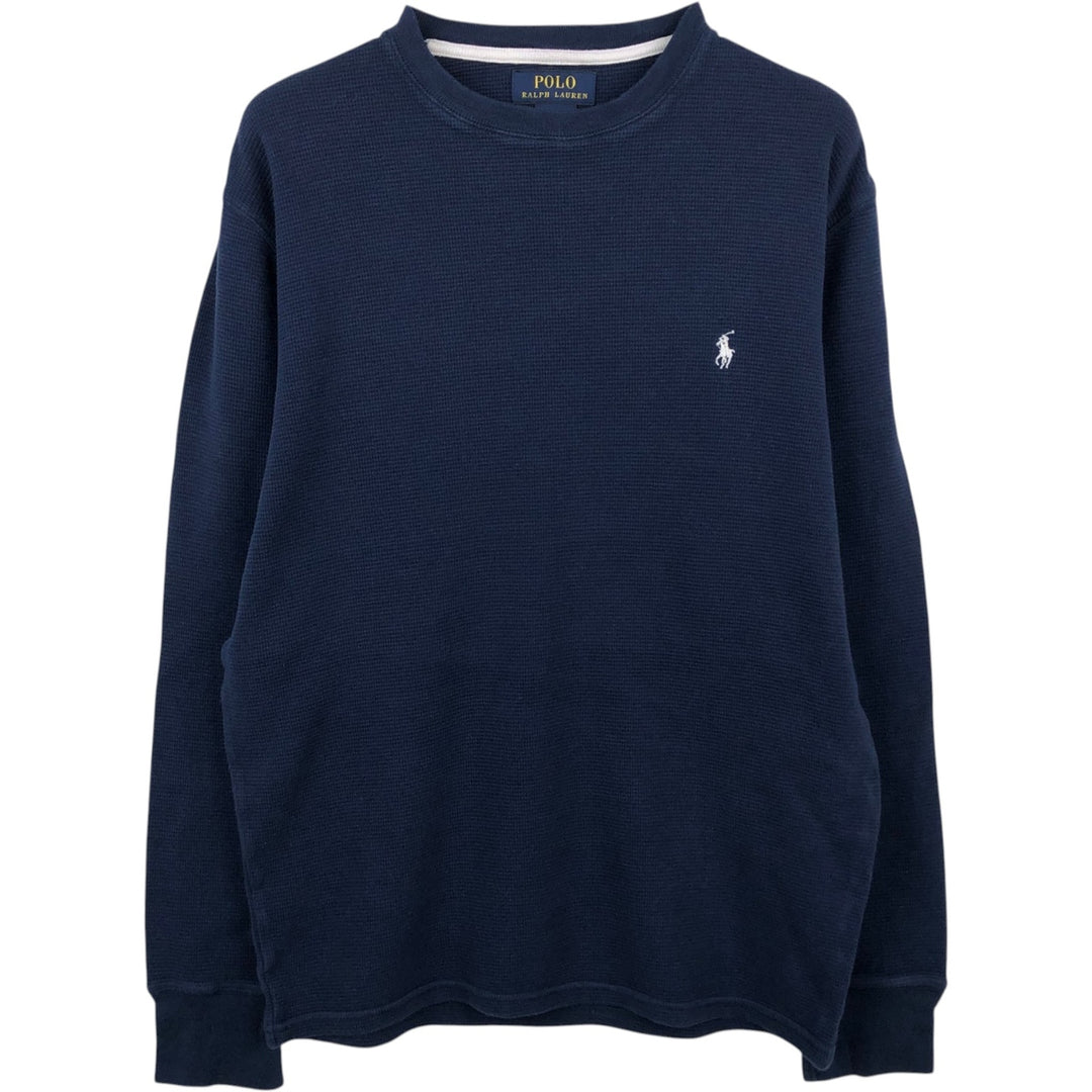 Ralph Lauren POLO RALPH LAUREN Thermal Long T-shirt Waffle Men's M size cotton navy blue type Vintage Second Hand