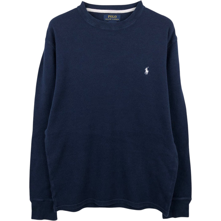 Ralph Lauren POLO RALPH LAUREN Thermal Long T-shirt Waffle Men's M size cotton navy blue type Vintage Second Hand
