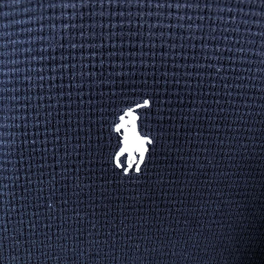 Ralph Lauren POLO RALPH LAUREN Thermal Long T-shirt Waffle Men's M size cotton navy blue type Vintage Second Hand