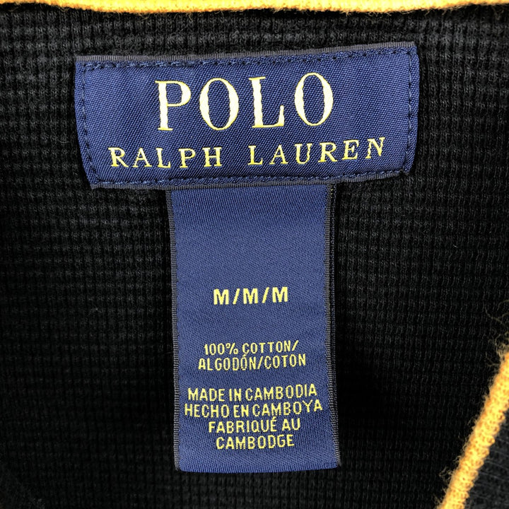 Ralph Lauren POLO RALPH LAUREN Thermal Long T-shirt Waffle Men's M size cotton black type Vintage Second Hand