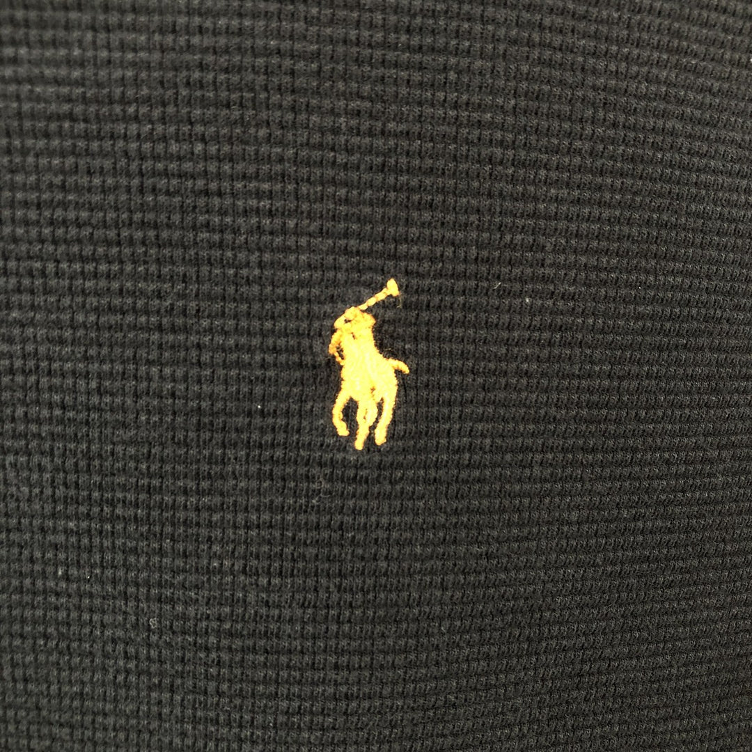 Ralph Lauren POLO RALPH LAUREN Thermal Long T-shirt Waffle Men's M size cotton black type Vintage Second Hand