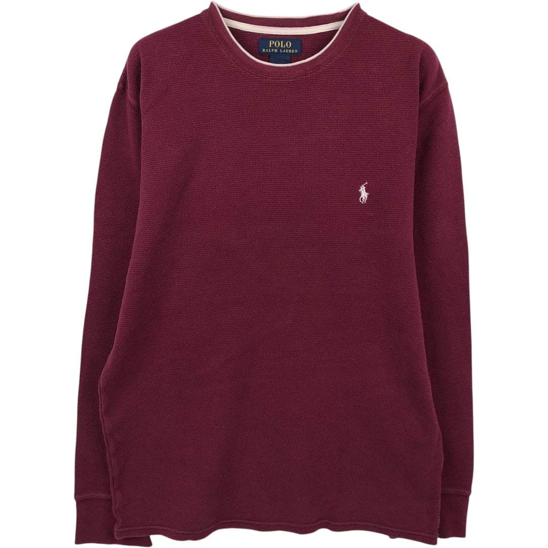 Ralph Lauren POLO RALPH LAUREN Thermal Long T-shirt Waffle Men's M size cotton burgundy type Vintage Second Hand