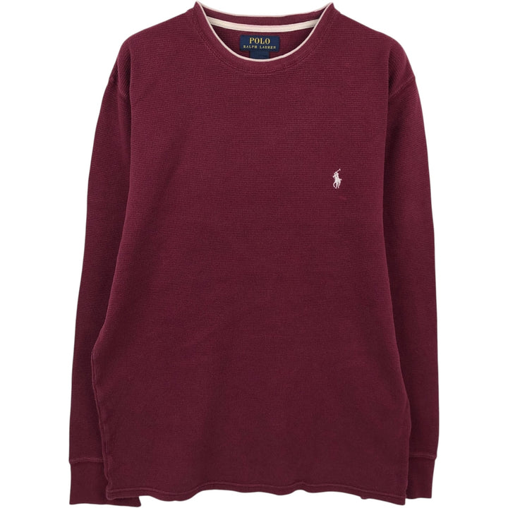 Ralph Lauren POLO RALPH LAUREN Thermal Long T-shirt Waffle Men's M size cotton burgundy type Vintage Second Hand