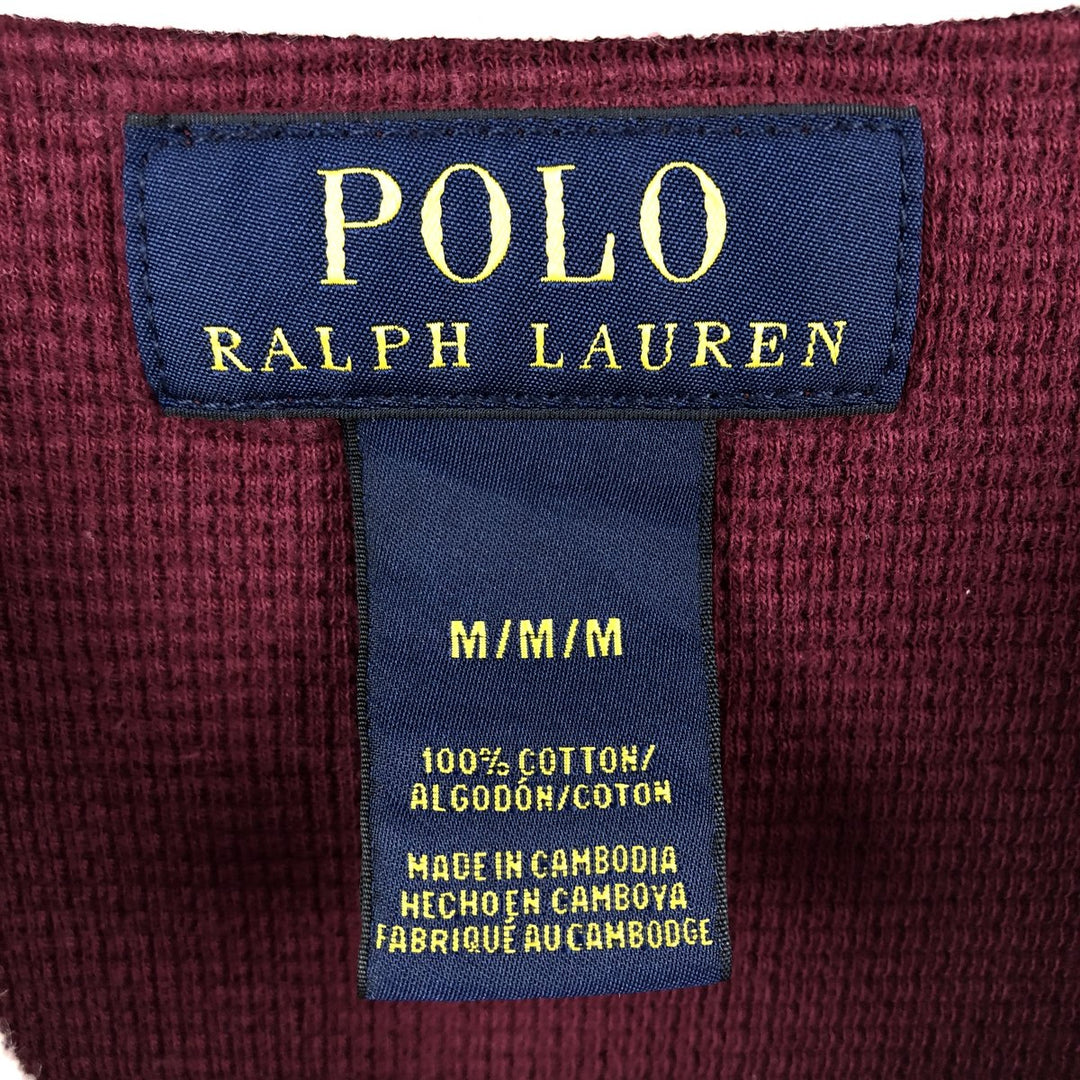 Ralph Lauren POLO RALPH LAUREN Thermal Long T-shirt Waffle Men's M size cotton burgundy type Vintage Second Hand