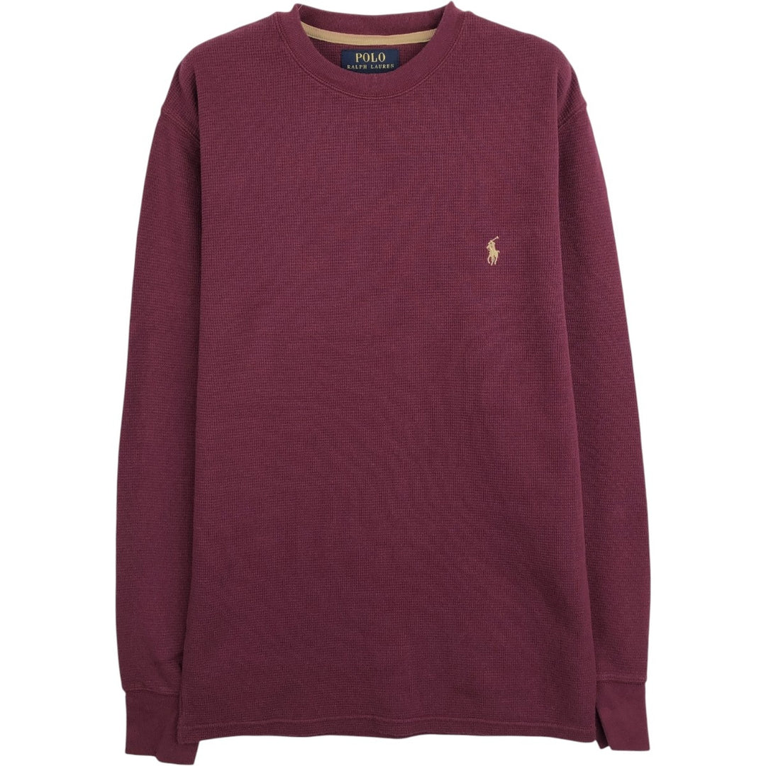 Ralph Lauren POLO RALPH LAUREN Thermal T-Shirt, Waffle, Men's Size Small cotton Red type red-purple Vintage Second Hand
