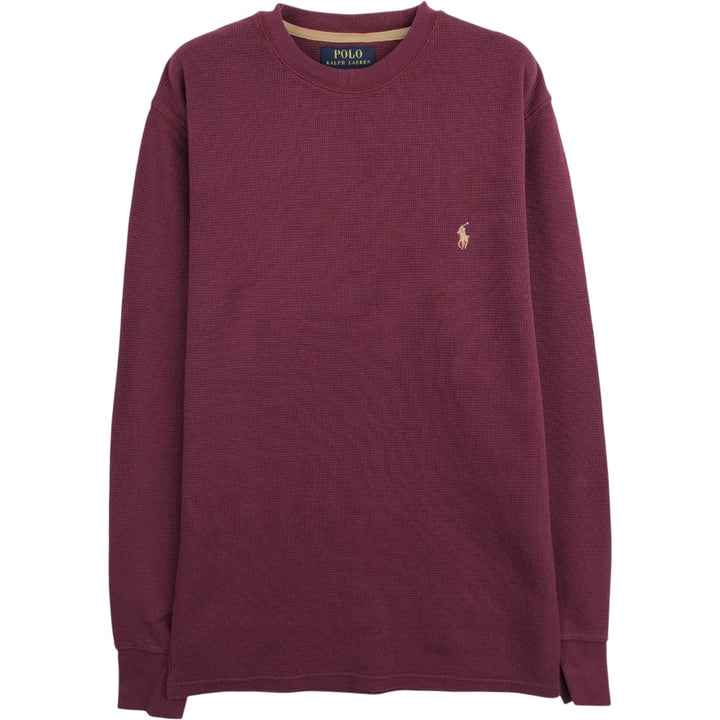 Ralph Lauren POLO RALPH LAUREN Thermal T-Shirt, Waffle, Men's Size Small cotton Red type red-purple Vintage Second Hand
