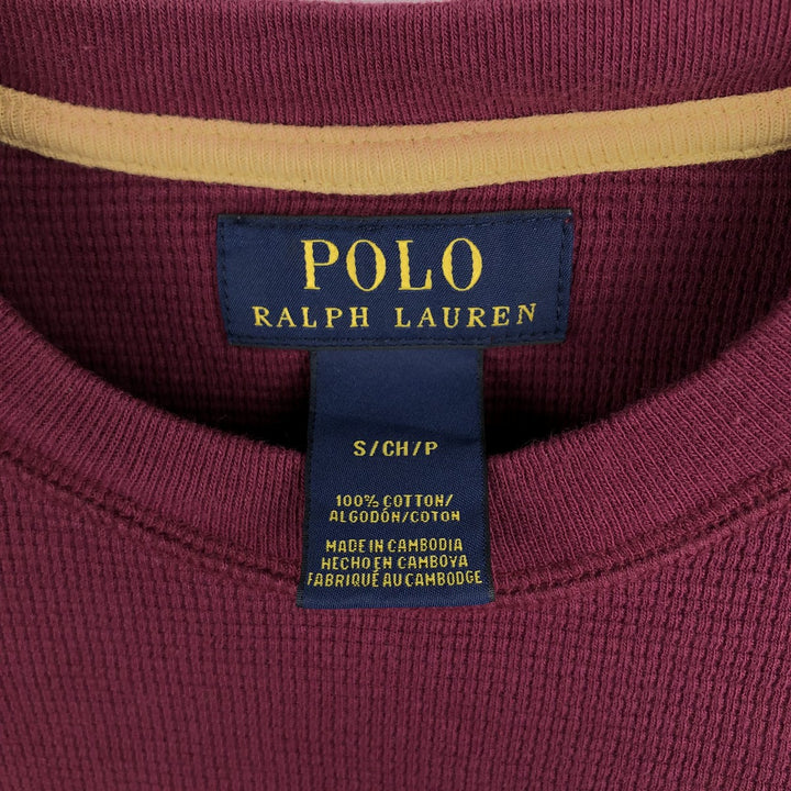 Ralph Lauren POLO RALPH LAUREN Thermal T-Shirt, Waffle, Men's Size Small cotton Red type red-purple Vintage Second Hand