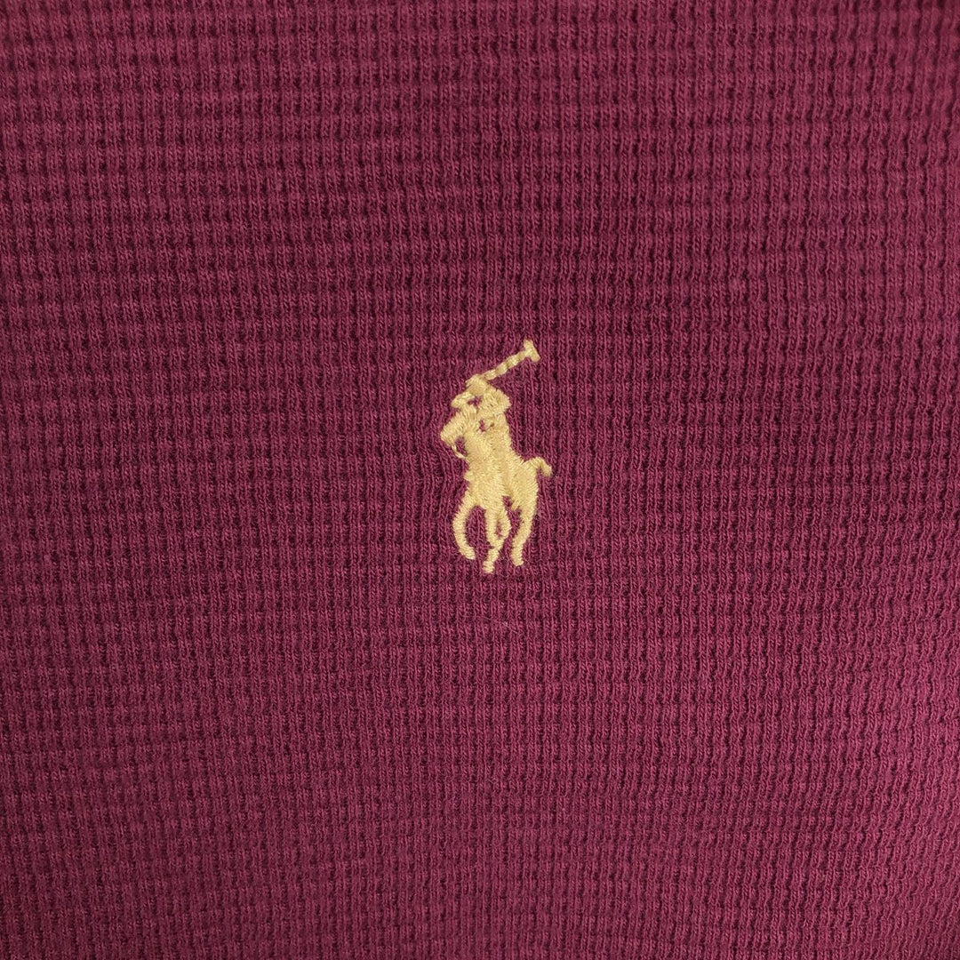 Ralph Lauren POLO RALPH LAUREN Thermal T-Shirt, Waffle, Men's Size Small cotton Red type red-purple Vintage Second Hand