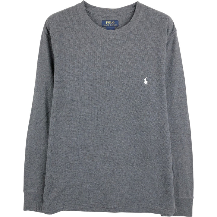 Ralph Lauren POLO RALPH LAUREN Thermal Ron T Waffle Men's L size cotton Charcoal Vintage Second Hand