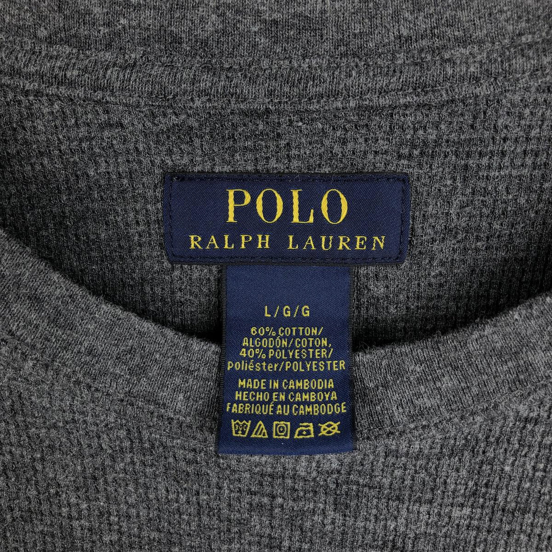 Ralph Lauren POLO RALPH LAUREN Thermal Ron T Waffle Men's L size cotton Charcoal Vintage Second Hand