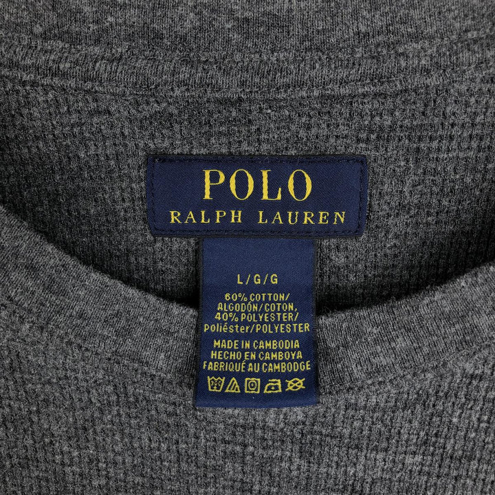 Ralph Lauren POLO RALPH LAUREN Thermal Ron T Waffle Men's L size cotton Charcoal Vintage Second Hand