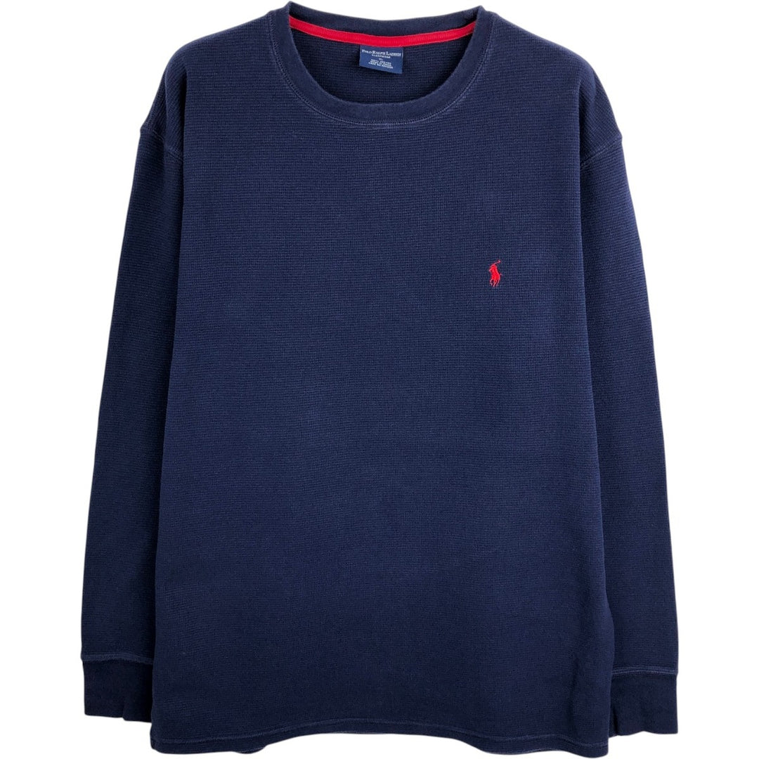 Ralph Lauren POLO RALPH LAUREN SLEEPWEAR Thermal Long T-shirt Waffle Men's XL cotton navy blue type Vintage Second Hand