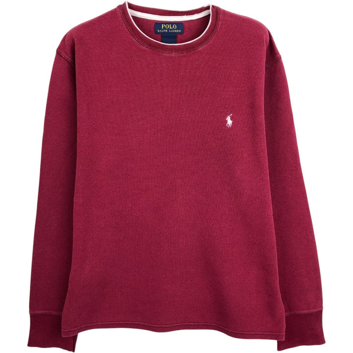 Ralph Lauren POLO RALPH LAUREN Thermal Long T-shirt Waffle Men's M size cotton Red type red-purple Vintage Second Hand
