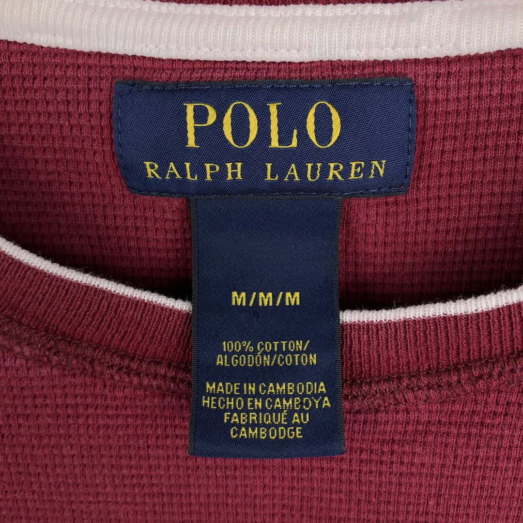Ralph Lauren POLO RALPH LAUREN Thermal Long T-shirt Waffle Men's M size cotton Red type red-purple Vintage Second Hand