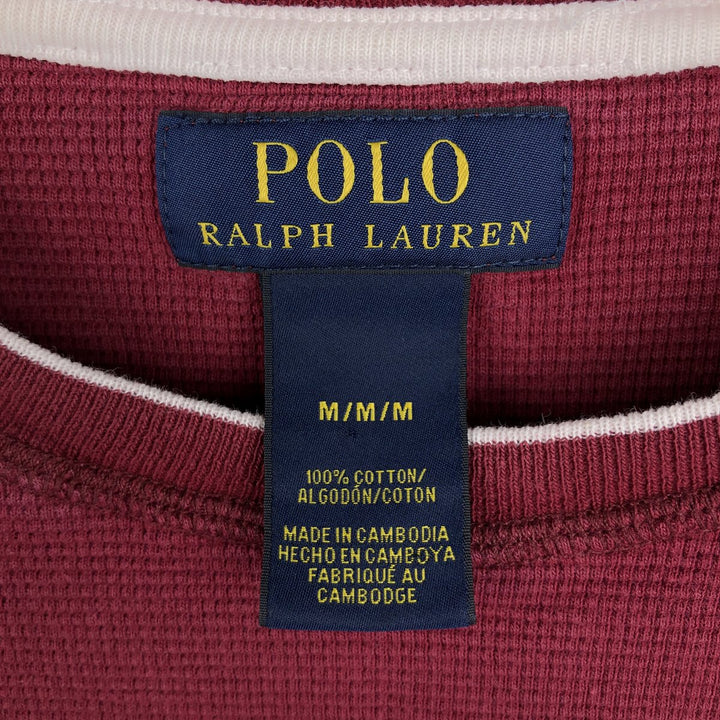 Ralph Lauren POLO RALPH LAUREN Thermal Long T-shirt Waffle Men's M size cotton Red type red-purple Vintage Second Hand