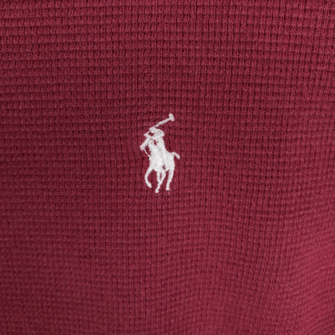 Ralph Lauren POLO RALPH LAUREN Thermal Long T-shirt Waffle Men's M size cotton Red type red-purple Vintage Second Hand