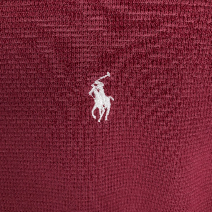 Ralph Lauren POLO RALPH LAUREN Thermal Long T-shirt Waffle Men's M size cotton Red type red-purple Vintage Second Hand