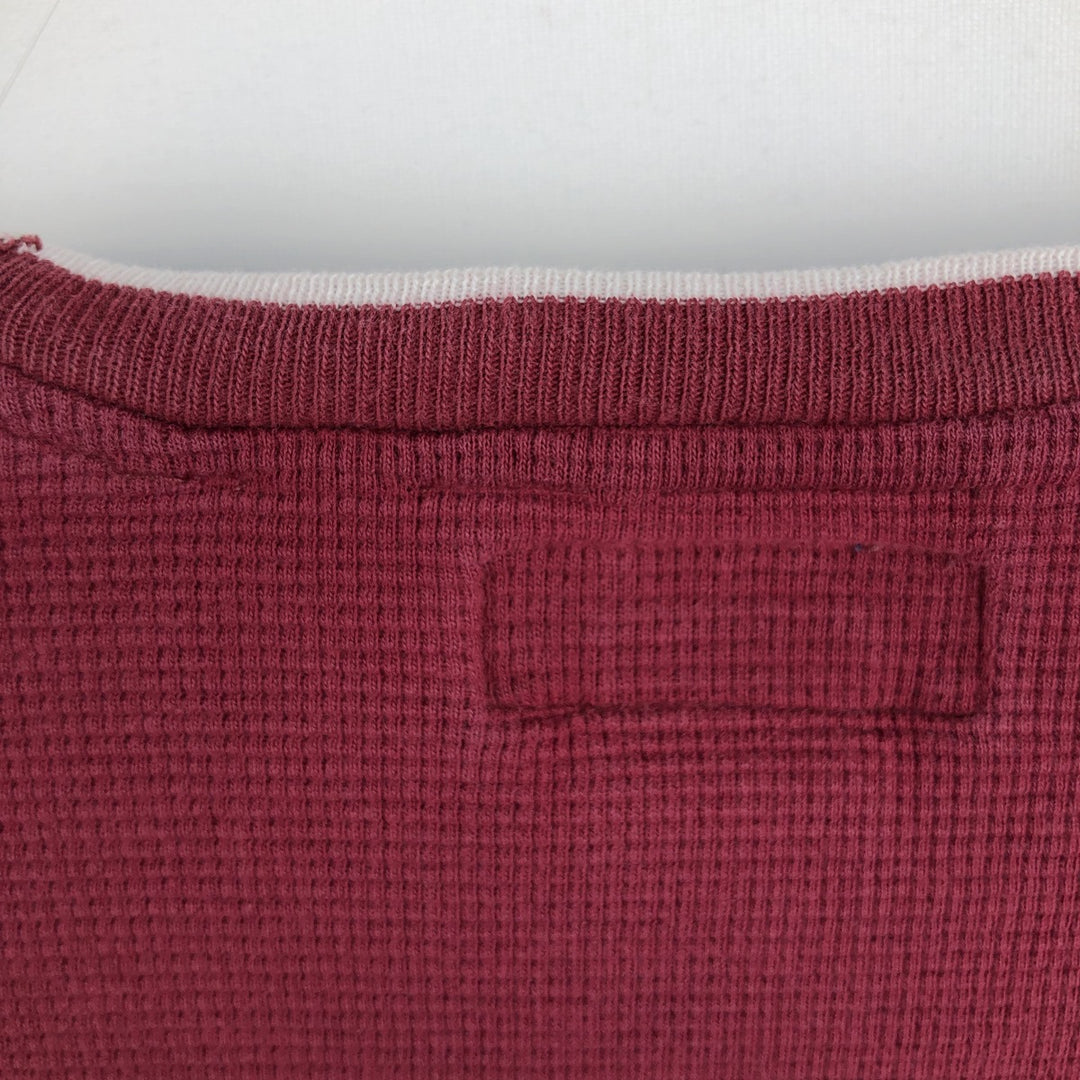 Ralph Lauren POLO RALPH LAUREN Thermal Long T-shirt Waffle Men's M size cotton Red type red-purple Vintage Second Hand