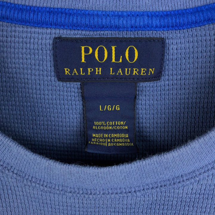 Ralph Lauren POLO RALPH LAUREN Thermal Ron T Waffle Men's L size cotton blue type Vintage Second Hand