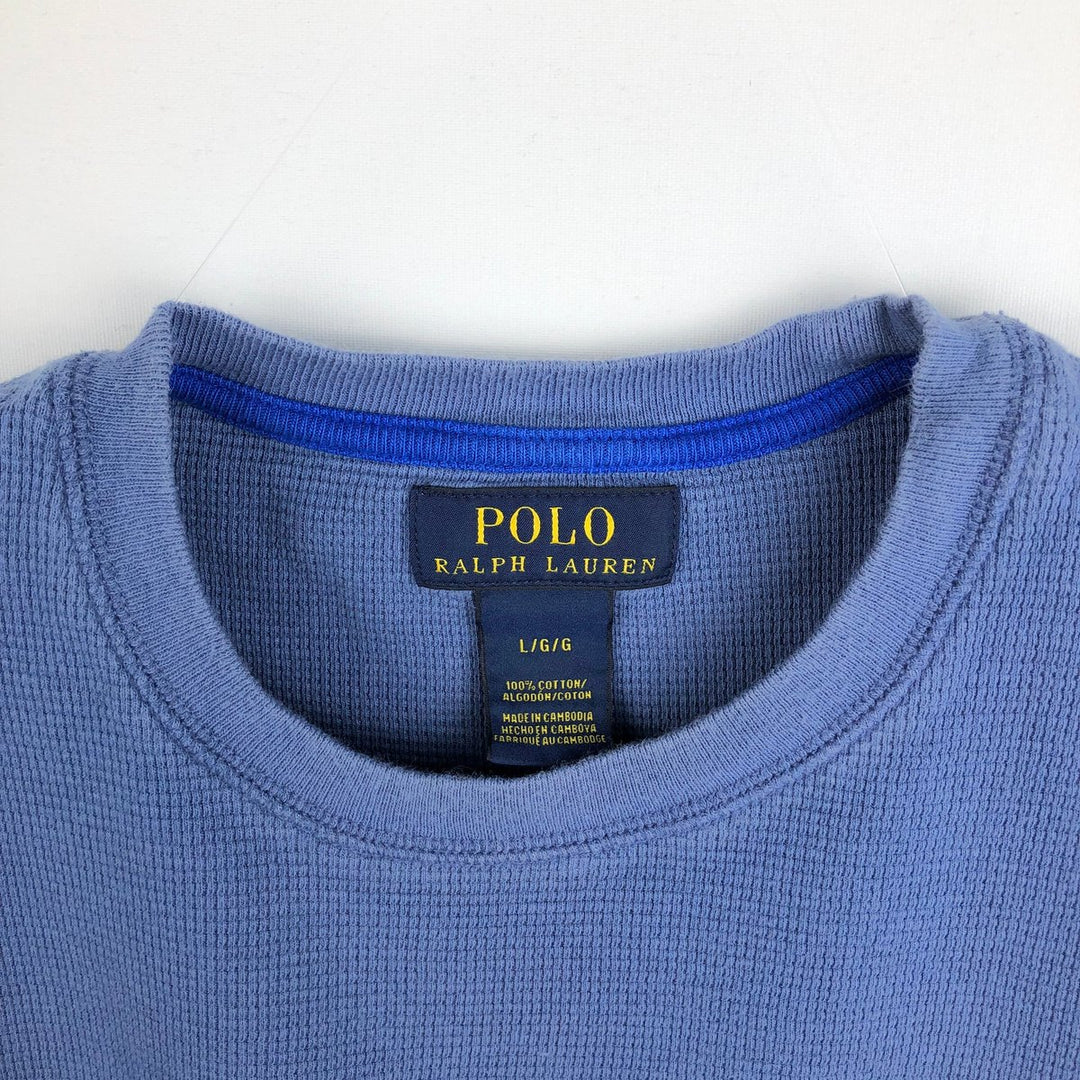 Ralph Lauren POLO RALPH LAUREN Thermal Ron T Waffle Men's L size cotton blue type Vintage Second Hand