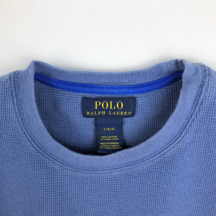Ralph Lauren POLO RALPH LAUREN Thermal Ron T Waffle Men's L size cotton blue type Vintage Second Hand