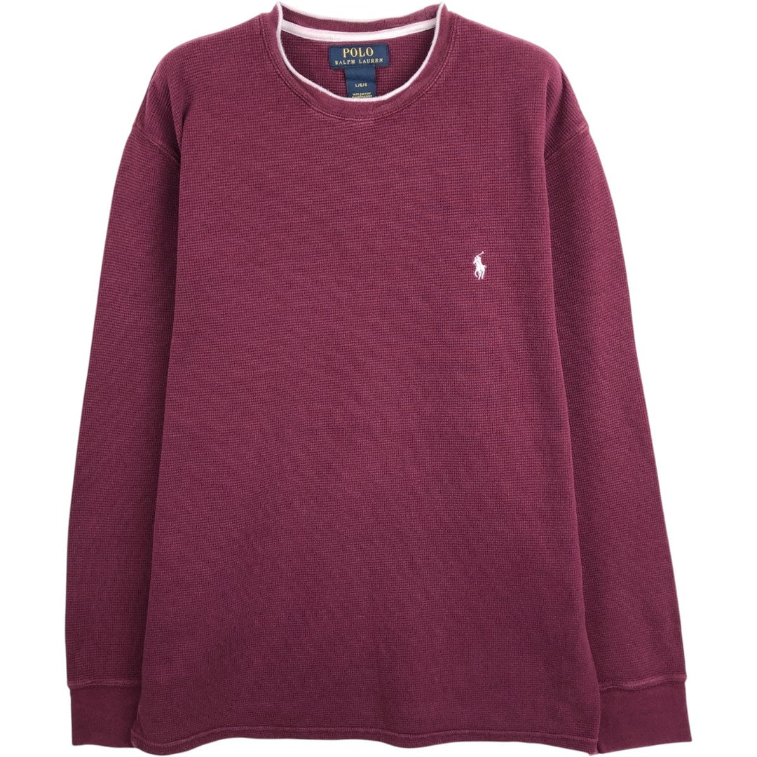 Ralph Lauren POLO RALPH LAUREN Thermal Ron T Waffle Men's L size cotton Red type red-purple Vintage Second Hand