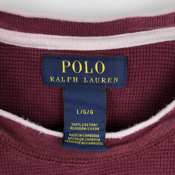 Ralph Lauren POLO RALPH LAUREN Thermal Ron T Waffle Men's L size cotton Red type red-purple Vintage Second Hand