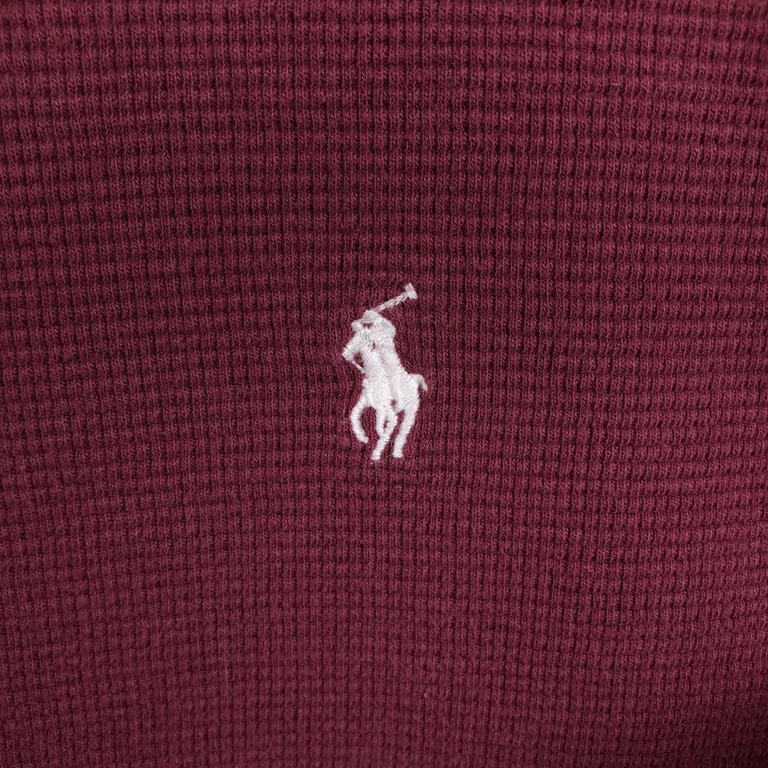 Ralph Lauren POLO RALPH LAUREN Thermal Ron T Waffle Men's L size cotton Red type red-purple Vintage Second Hand