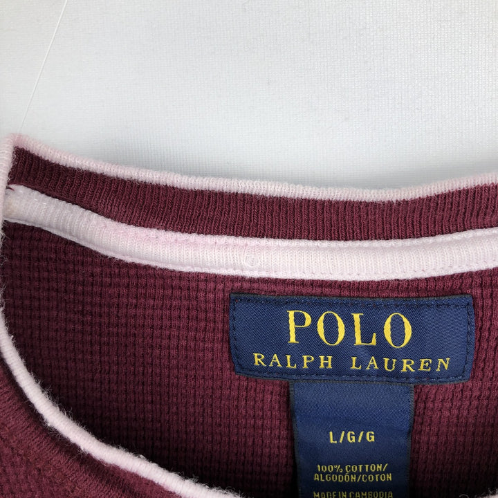 Ralph Lauren POLO RALPH LAUREN Thermal Ron T Waffle Men's L size cotton Red type red-purple Vintage Second Hand