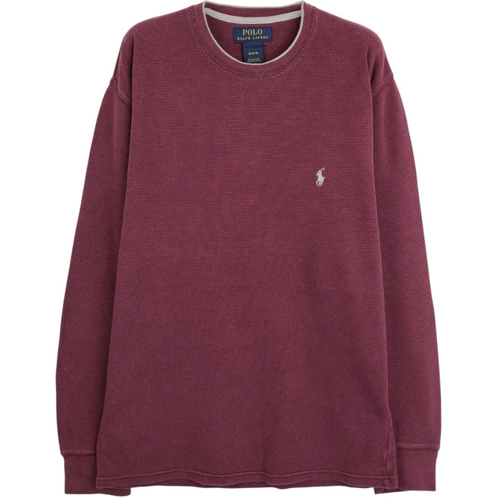Ralph Lauren POLO RALPH LAUREN SLEEPWEAR Thermal Long T-shirt Waffle Men's M size cotton Red type red-purple Vintage Second Hand