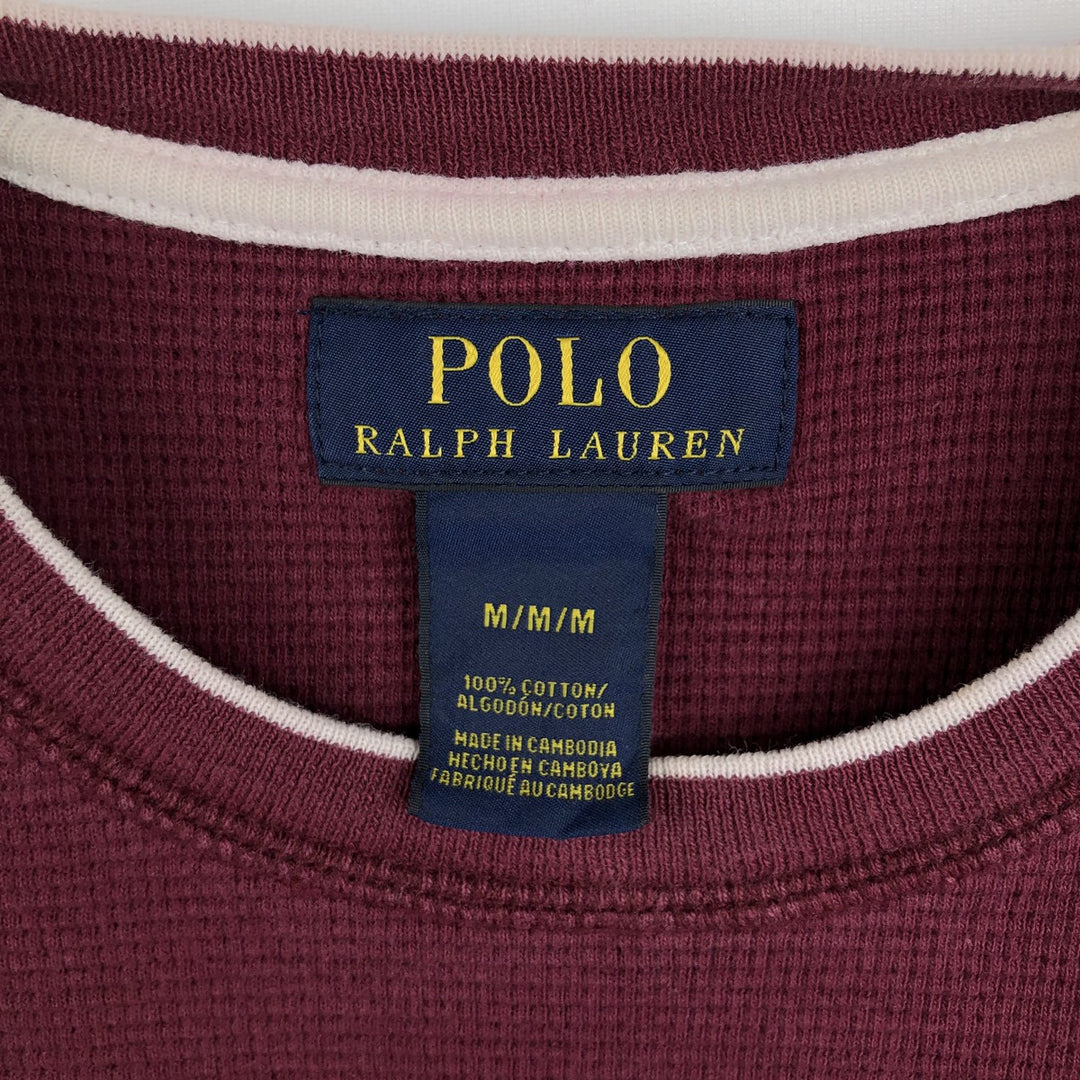 Ralph Lauren POLO RALPH LAUREN SLEEPWEAR Thermal Long T-shirt Waffle Men's M size cotton Red type red-purple Vintage Second Hand