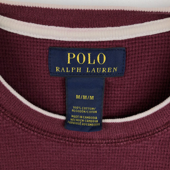 Ralph Lauren POLO RALPH LAUREN SLEEPWEAR Thermal Long T-shirt Waffle Men's M size cotton Red type red-purple Vintage Second Hand
