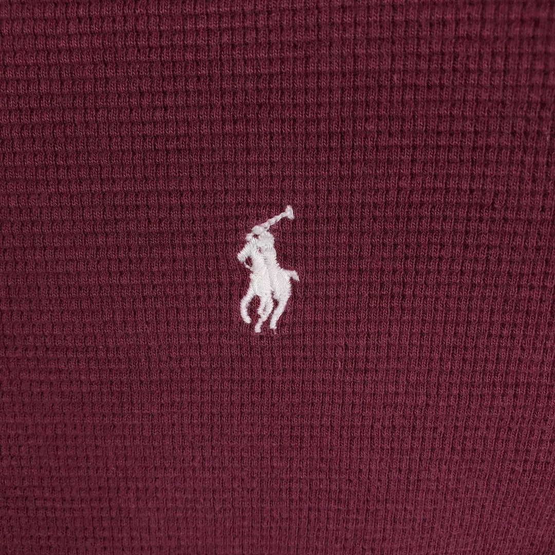 Ralph Lauren POLO RALPH LAUREN SLEEPWEAR Thermal Long T-shirt Waffle Men's M size cotton Red type red-purple Vintage Second Hand