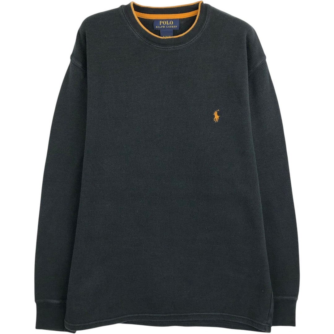 Ralph Lauren POLO RALPH LAUREN Thermal Long T-shirt Waffle Men's XL cotton black type Vintage Second Hand