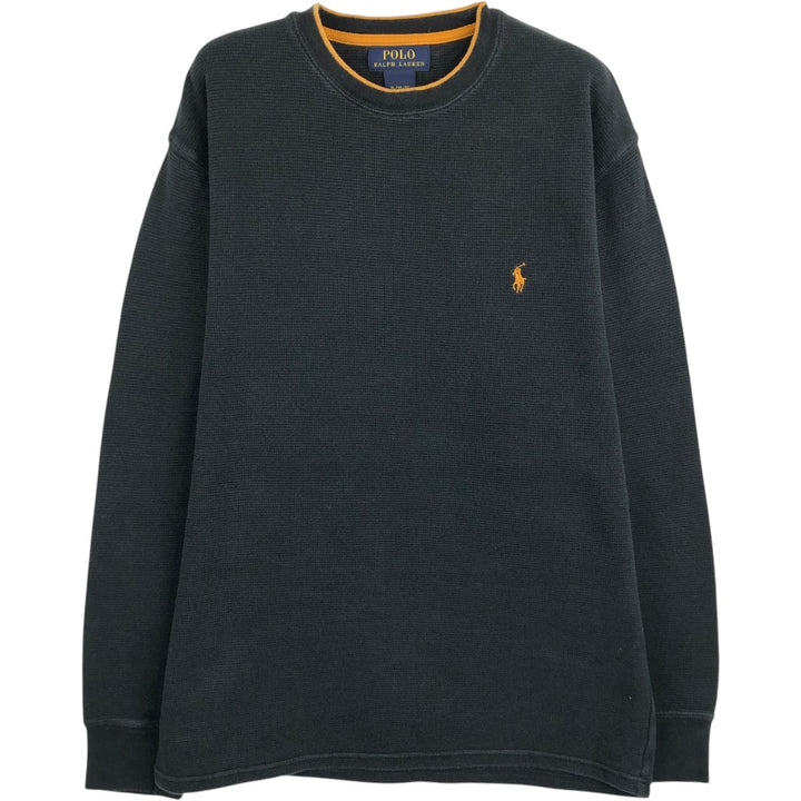 Ralph Lauren POLO RALPH LAUREN Thermal Long T-shirt Waffle Men's XL cotton black type Vintage Second Hand