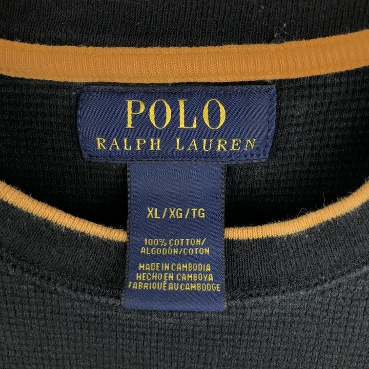 Ralph Lauren POLO RALPH LAUREN Thermal Long T-shirt Waffle Men's XL cotton black type Vintage Second Hand