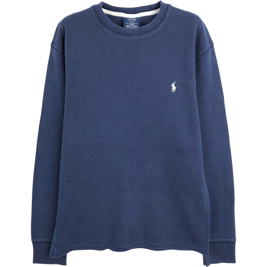 Ralph Lauren POLO RALPH LAUREN SLEEPWEAR Thermal Long T-shirt Waffle Men's M size cotton navy blue type Vintage Second Hand