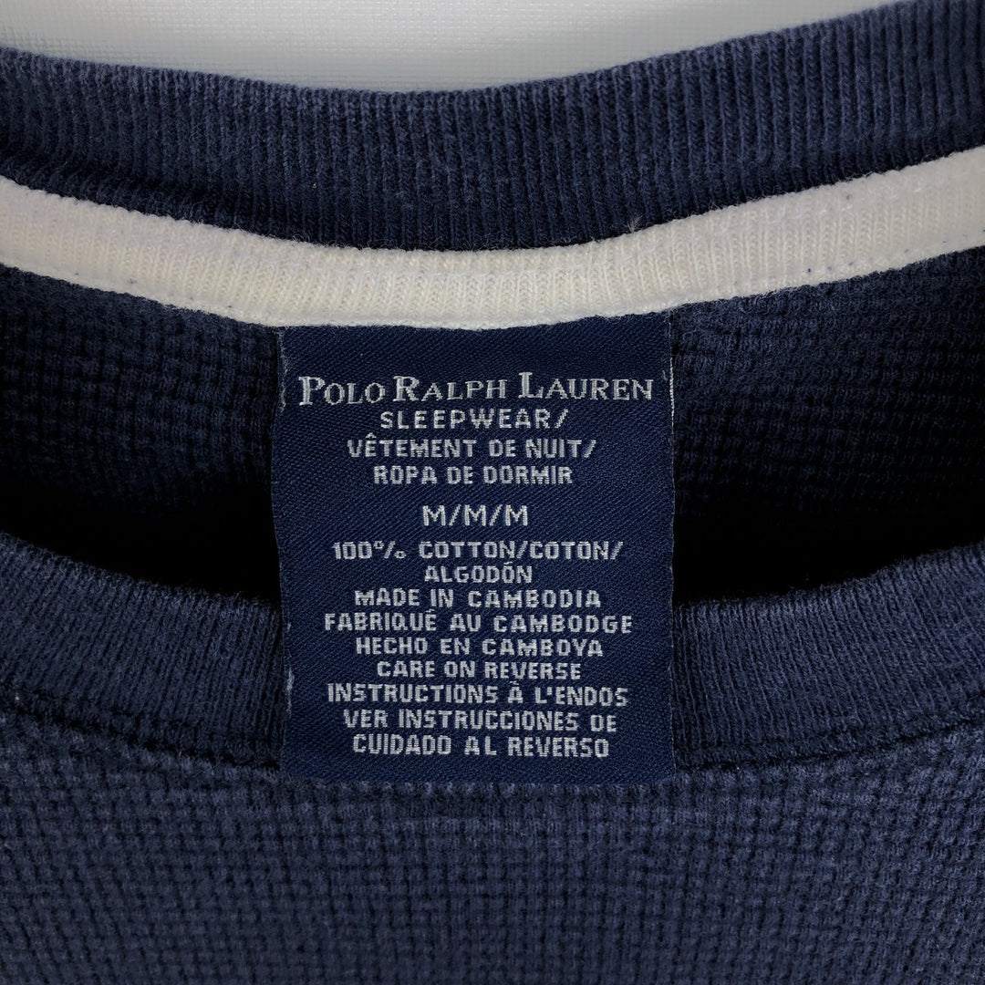Ralph Lauren POLO RALPH LAUREN SLEEPWEAR Thermal Long T-shirt Waffle Men's M size cotton navy blue type Vintage Second Hand