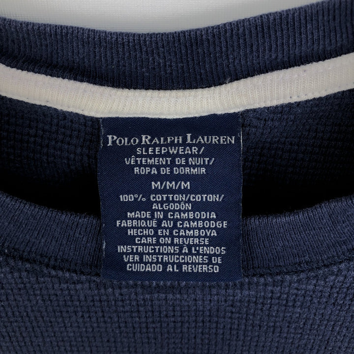 Ralph Lauren POLO RALPH LAUREN SLEEPWEAR Thermal Long T-shirt Waffle Men's M size cotton navy blue type Vintage Second Hand