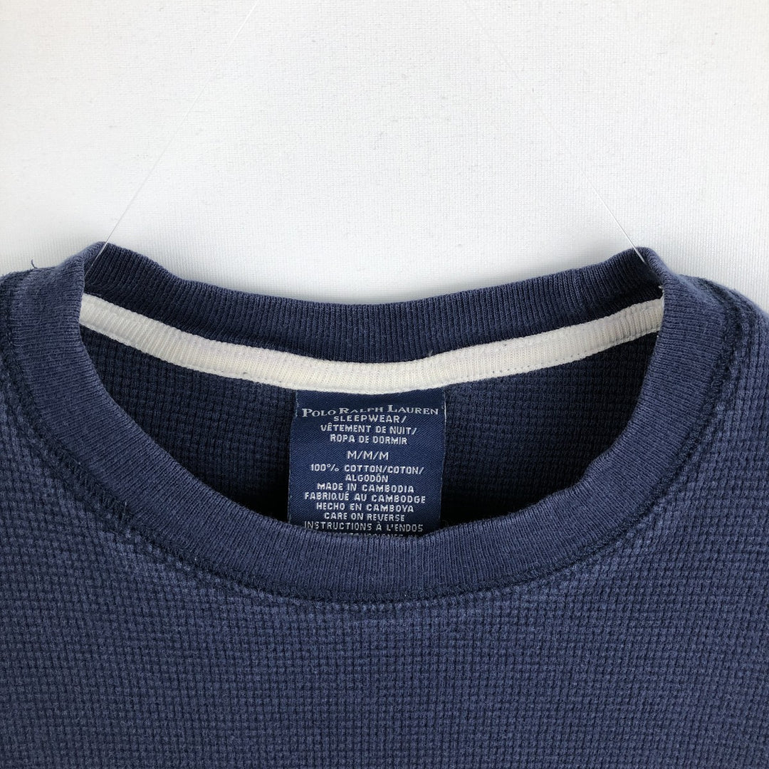 Ralph Lauren POLO RALPH LAUREN SLEEPWEAR Thermal Long T-shirt Waffle Men's M size cotton navy blue type Vintage Second Hand