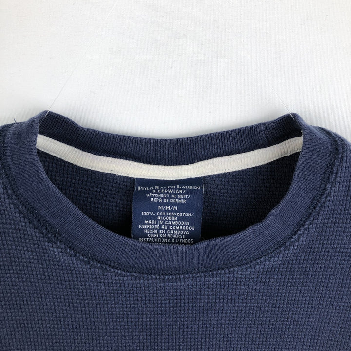 Ralph Lauren POLO RALPH LAUREN SLEEPWEAR Thermal Long T-shirt Waffle Men's M size cotton navy blue type Vintage Second Hand