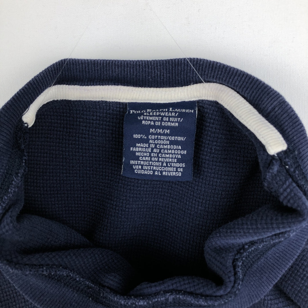 Ralph Lauren POLO RALPH LAUREN SLEEPWEAR Thermal Long T-shirt Waffle Men's M size cotton navy blue type Vintage Second Hand