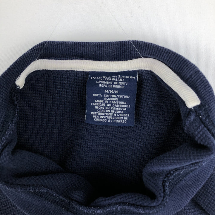 Ralph Lauren POLO RALPH LAUREN SLEEPWEAR Thermal Long T-shirt Waffle Men's M size cotton navy blue type Vintage Second Hand